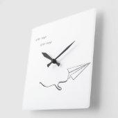 Paper Airplane clock スクエア壁時計 (傾斜)