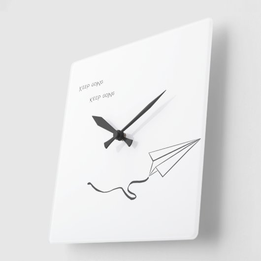 Paper Airplane clock スクエア壁時計 (傾斜)