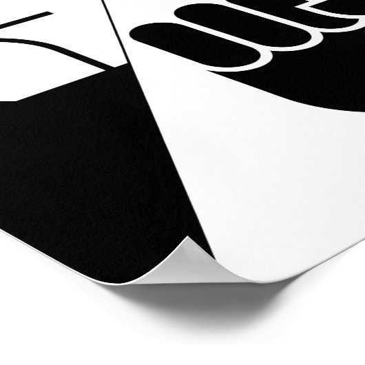 Paper Beats Rock – Minimalist Black & White art ポスター (角)