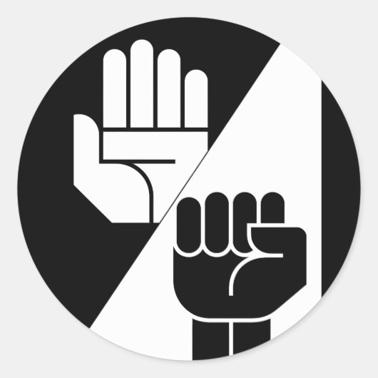 Paper Beats Rock – Minimalist Black & White art ラウンドシール (正面)