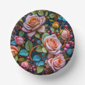 Paper Bowls- Pink Vintage Roses ペーパーボウル (正面)