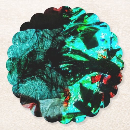 Paper Coaster blue dark abstract recycled motif  ペーパーコースター (正面)