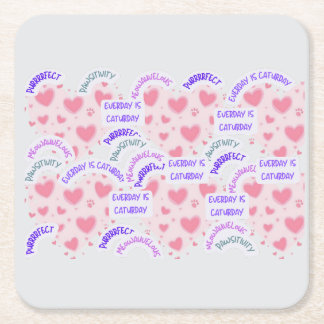Paper coaster " Everyday is Caturday"  スクエアペーパーコースター