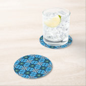 Paper Coaster in bright blue clover geometric ラウンドペーパーコースター (インサイチュ)