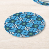 Paper Coaster in bright blue clover geometric ラウンドペーパーコースター (アングル)