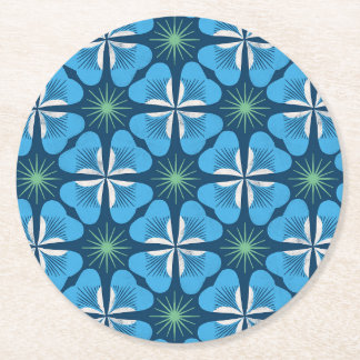 Paper Coaster in bright blue clover geometric ラウンドペーパーコースター