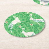 Paper Coaster in spring green rabbits and ferns ラウンドペーパーコースター (アングル)