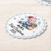 Paper Coaster--Personalized Baby’s First Christmas ペーパーコースター (アングル)
