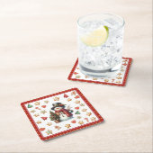Paper Coaster Snowman and Christmas Cookies Red スクエアペーパーコースター (インサイチュ)