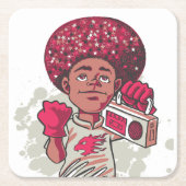 Paper Coaster – YOUTH Power Afro & Boombox Urban スクエアペーパーコースター (正面)