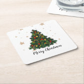 Paper CoasterChristmas Tree Snowman Christmas Part スクエアペーパーコースター (アングル)