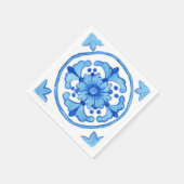 Paper cocktail napkins - blue Sicilian tile design スタンダードカクテルナプキン (角)