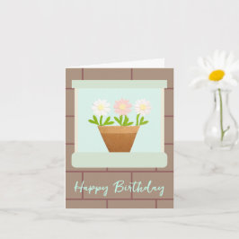Paper Craft Daisies at House Window Birthday Card カード