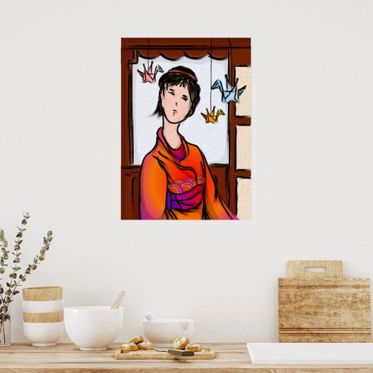 Paper Cranes in Flight Poster ポスター (キッチン)