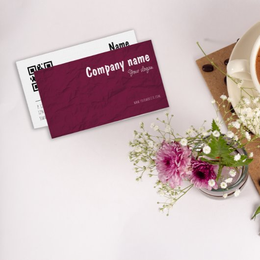 Paper Creative Studios burgundy QR Business Card 名刺