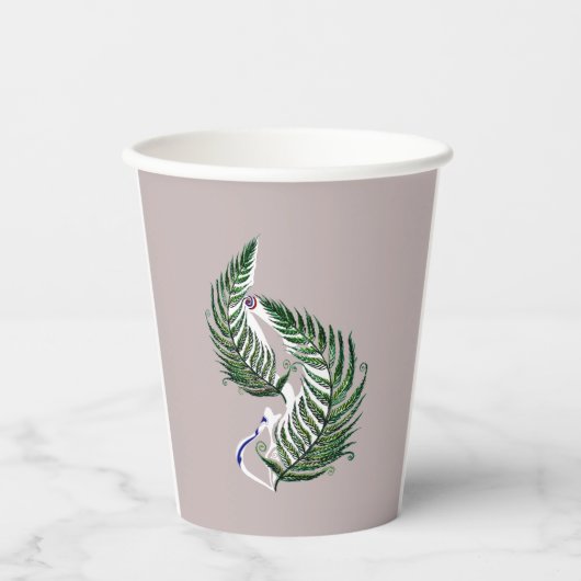 Paper cup Aotearoa Country Shape Fern with Text 紙コップ (正面)