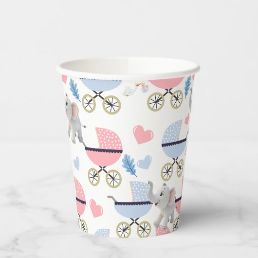 Paper Cup Baby Stroller Stork Elephant Hearts  紙コップ (左)