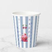 Paper Cup Blue & White Stripe Birthday 紙コップ (裏面)