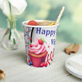 Paper Cup Blue White Stripe Birthday Baseball 紙コップ