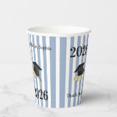 Paper Cup Blue & White Stripe Graduate 2026 紙コップ (右)