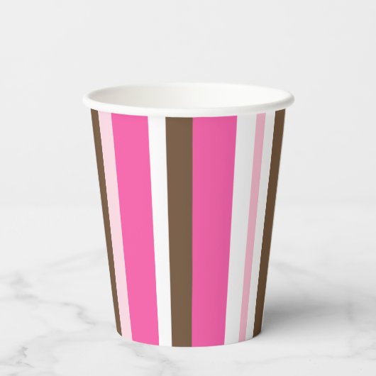 Paper Cup Brown & Pink Stripe 紙コップ (裏面)