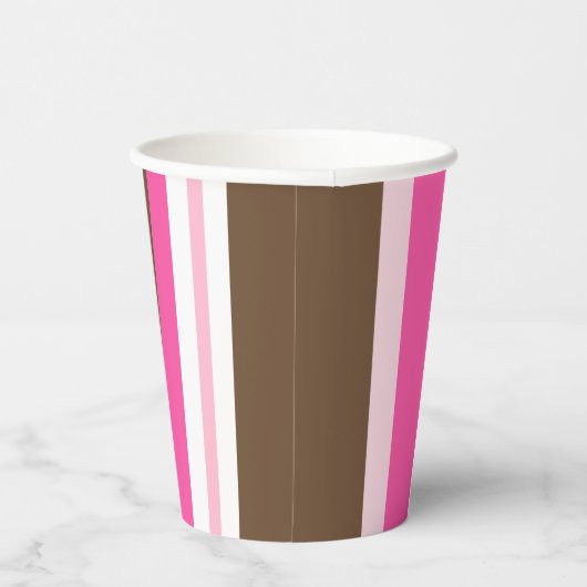 Paper Cup Brown & Pink Stripe 紙コップ (右)