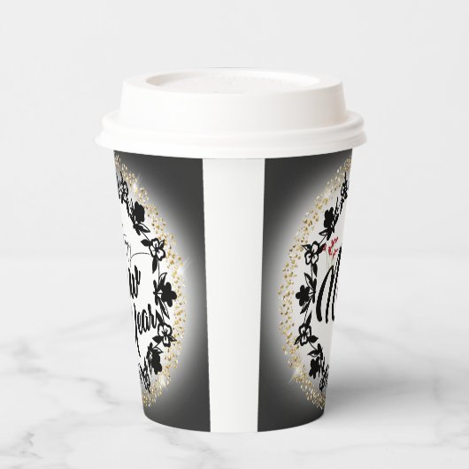 Paper cup para navidad con feliz año nuevo dorado 紙コップ (左)