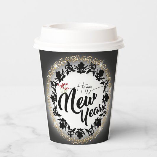 Paper cup para navidad con feliz año nuevo dorado 紙コップ (裏面)