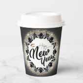 Paper cup para navidad con feliz año nuevo dorado 紙コップ (正面)