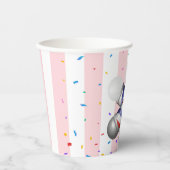 Paper Cup Pink & White Stripe Barber Pole 紙コップ (正面)