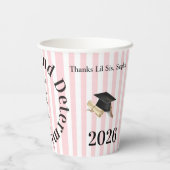 Paper Cup Pink & White Stripe Graduate 2026 紙コップ (裏面)