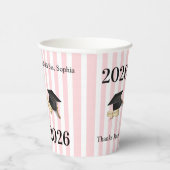 Paper Cup Pink & White Stripe Graduate 2026 紙コップ (右)