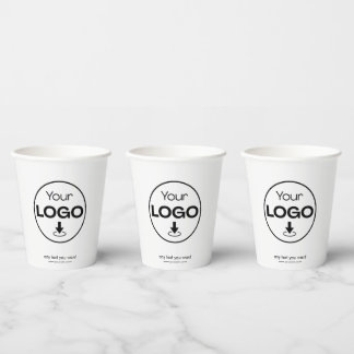 Paper Cups | ビジネスロゴ モダンブランドホワイト 紙コップ