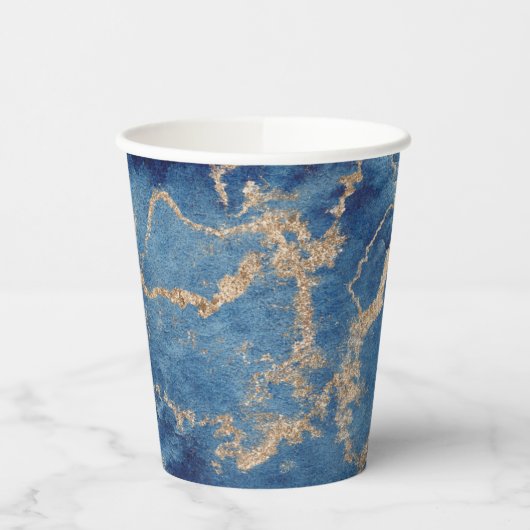 Paper Cups (236 ml) - Blue & Gold Pattern 紙コップ (左)