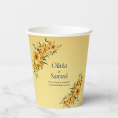 Paper Cups 8oz Golden Yellow Flowers   紙コップ (裏面)