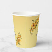 Paper Cups 8oz Golden Yellow Flowers   紙コップ (右)