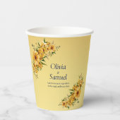 Paper Cups 8oz Golden Yellow Flowers   紙コップ (正面)