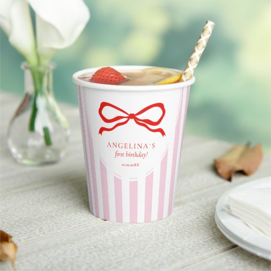  Paper Cups Baby's first birthday with soft pink. 紙コップ (インサイチュ)