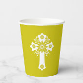 Paper Cups Floral Cross Yellow 紙コップ (裏面)