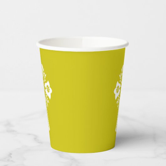 Paper Cups Floral Cross Yellow 紙コップ (左)