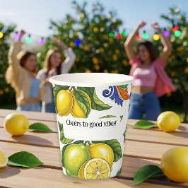 Paper Cups Set with Lemon Print – Mediterranean  紙コップ