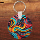 Paper Cut Wavesカラフル Artwork キーホルダー (裏面)