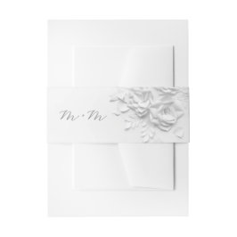 Paper Cute White 3D Roses Wedding 招待状ベリーバンド