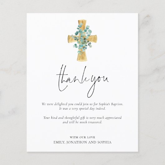 PAPER Eucalyptus Cross Christening Baptism Thanks チラシ (正面)