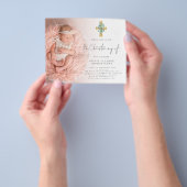 PAPER | Eucalyptus Cross Photo Christening Invite チラシ (手)