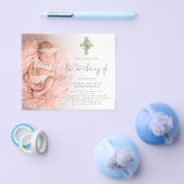 PAPER | Eucalyptus Cross Photo Christening Invite チラシ (シングル)