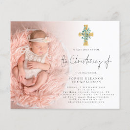 PAPER | Eucalyptus Cross Photo Christening Invite チラシ