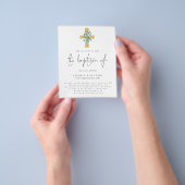 PAPER | Eucalyptus Cross Script Baptism Invitation チラシ (手)
