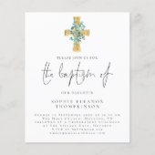 PAPER | Eucalyptus Cross Script Baptism Invitation チラシ (正面)