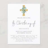 PAPER | Eucalyptus Cross Script Christening Invite チラシ (正面)